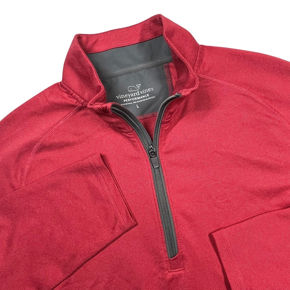 Vineyard Vines Quarter Zip Men Large Red Performance Stretch Pullover 1K001122